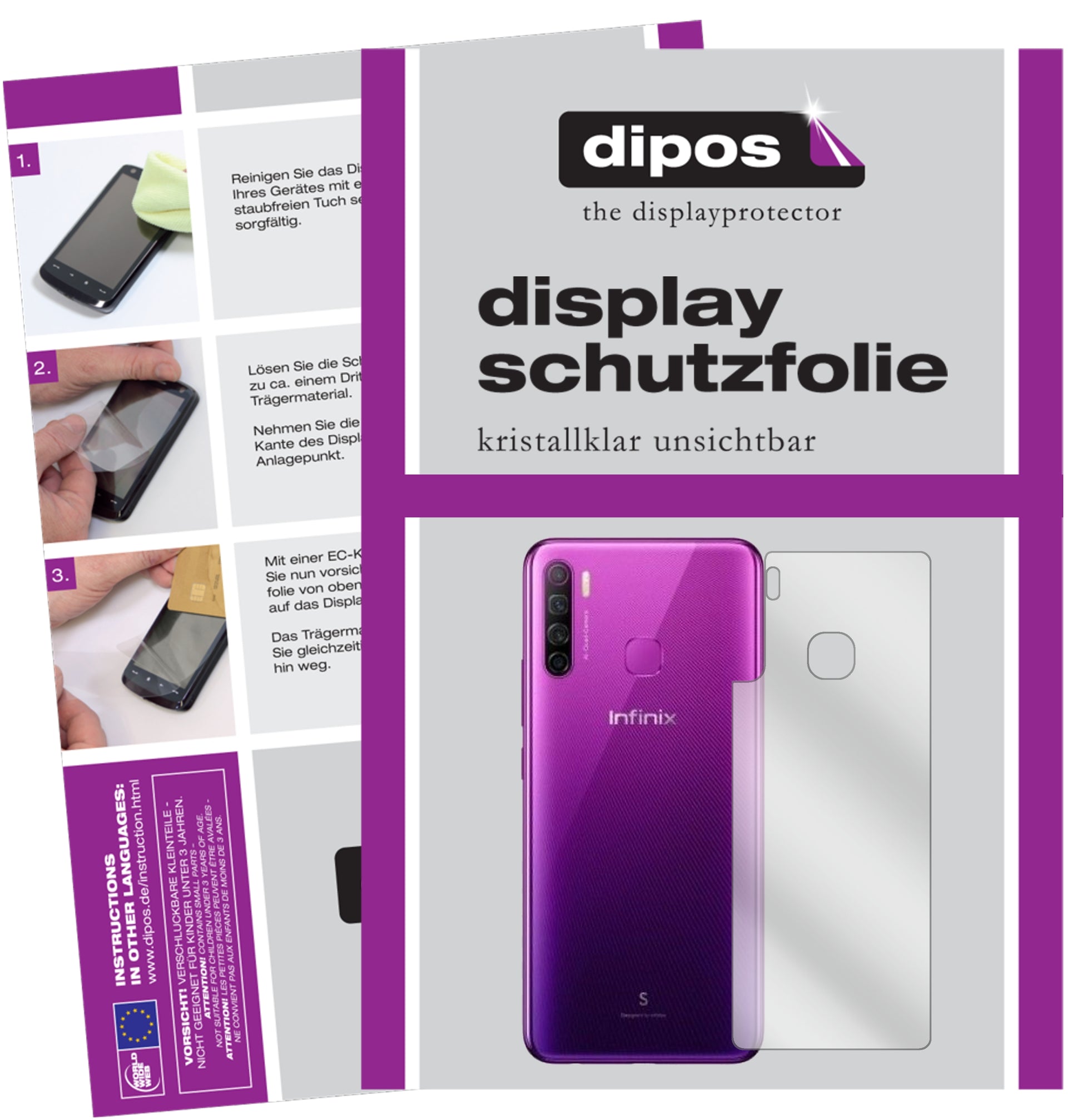 Kristallklare, dünne Schutzfolie: Kratzfest & passgenau für Infinix-S5 Lite Rückseite