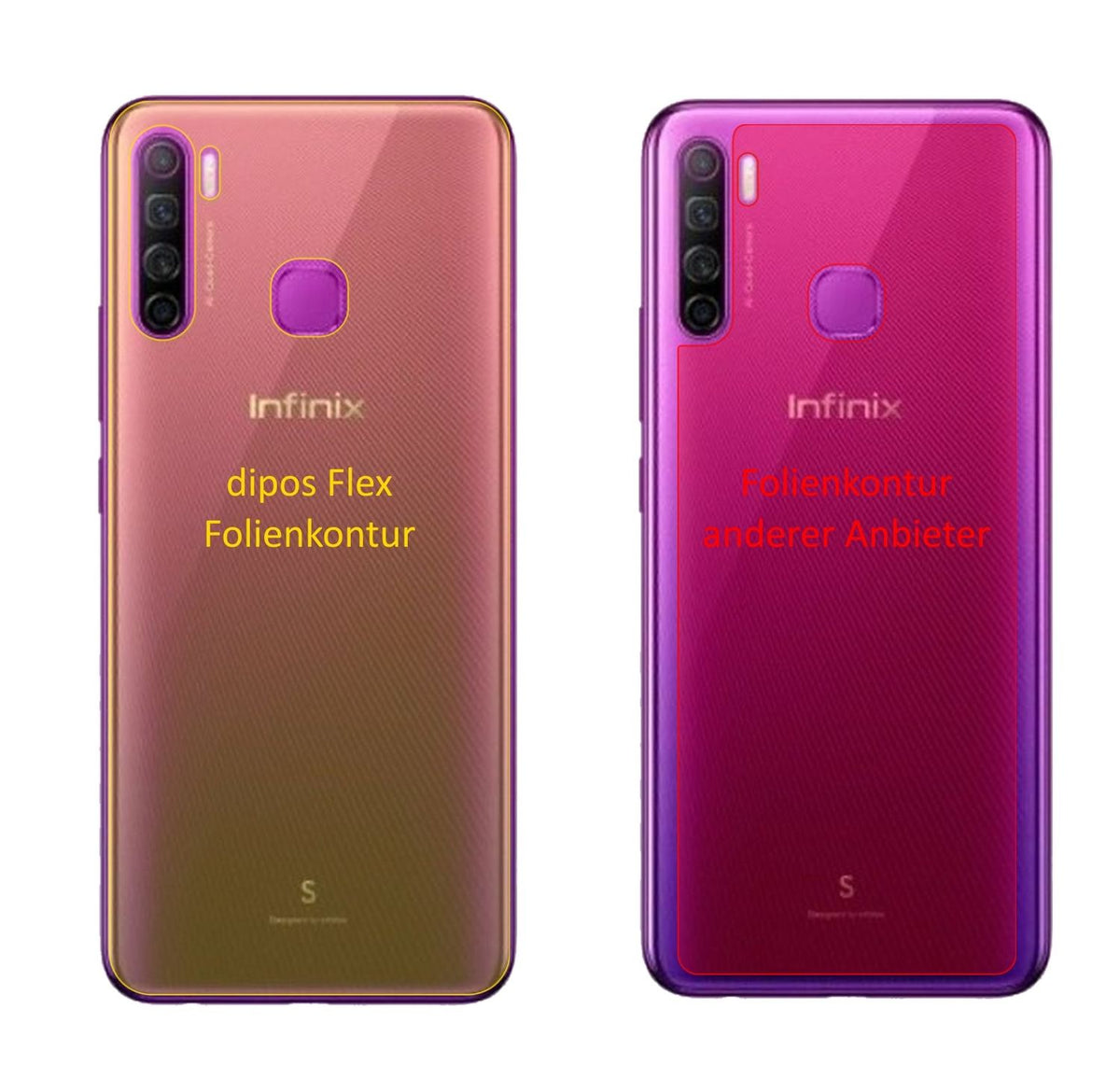 3x 3D Full Cover Schutzfolie für Infinix S5 Lite Rückseite