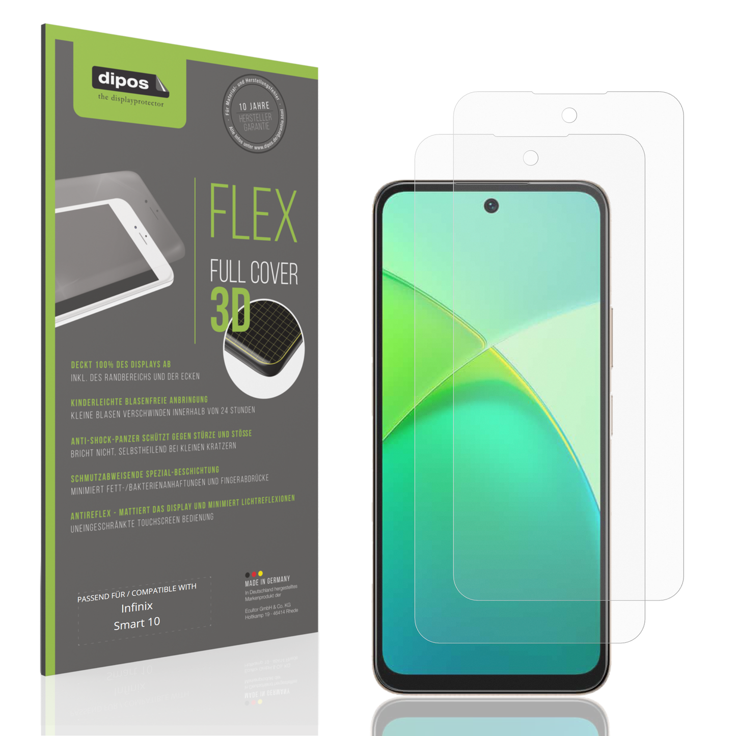 2x Full Cover Schutzfolie matt für Infinix Smart 10
