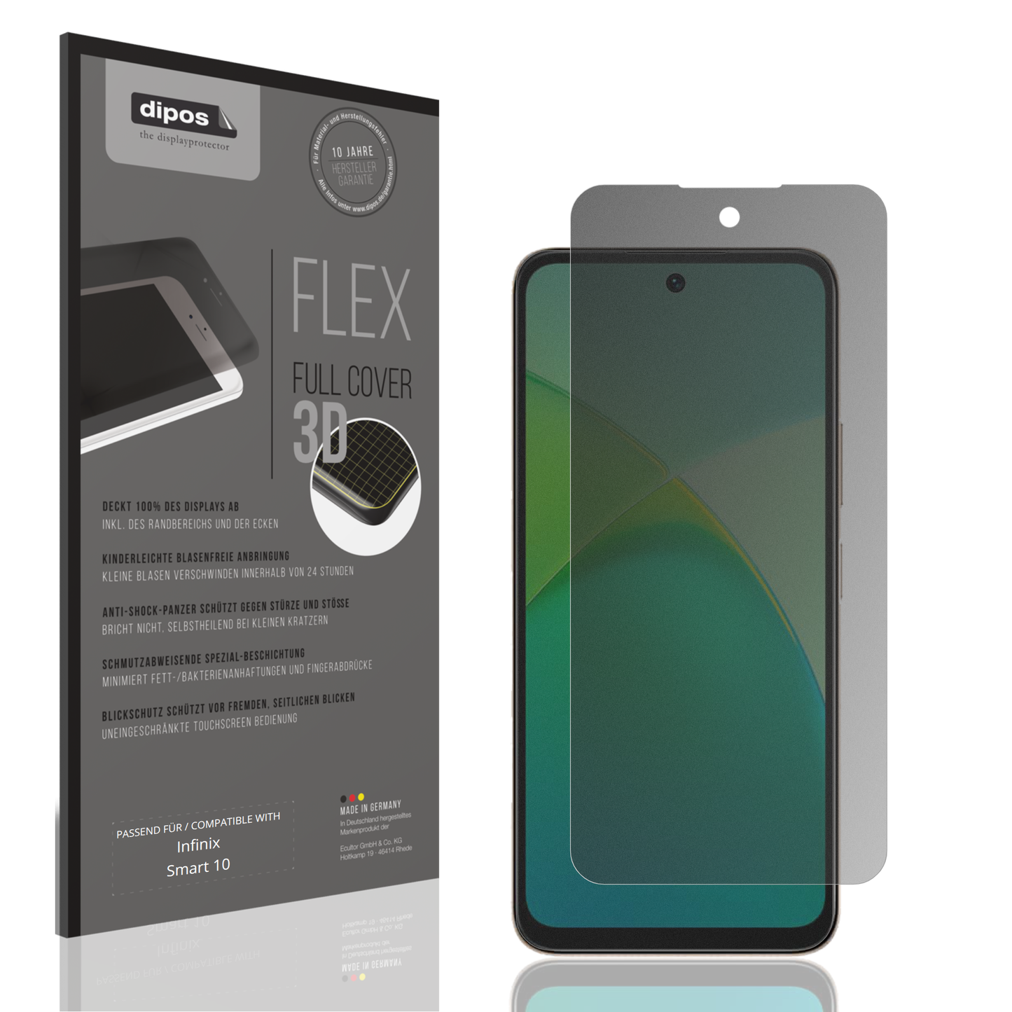 Full Cover Privacy Blickschutzfolie für Infinix Smart 10