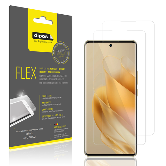 Klare Displayschutzfolie von dipos passend für Infinix Zero 30 5G, 100% Displayabdeckung und blasenfreie Montage