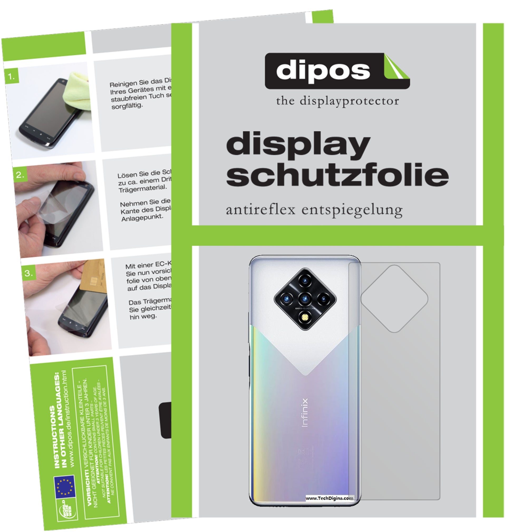 Mattes Panzerglas: Entspiegelte, dünne Folie, Fingerabdruckresistenz und Bildschirmschutz für Infinix-Zero 8 Rückseite