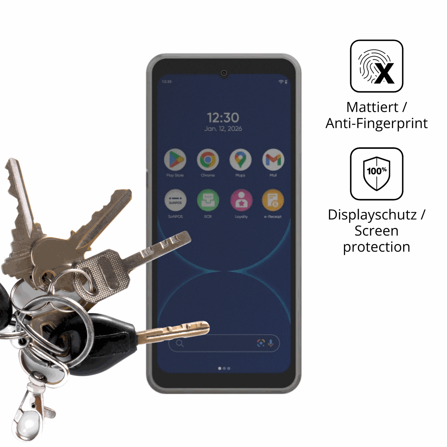 dipos Displayschutz für Ingenico Axium NX8, mattierte Oberfläche, Blickschutzfilter und perfekter Passform
