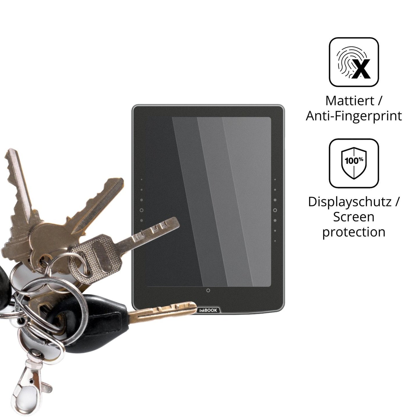 dipos Displayschutz für inkBOOK Solaris, mattierte Oberfläche, Blickschutzfilter und perfekter Passform