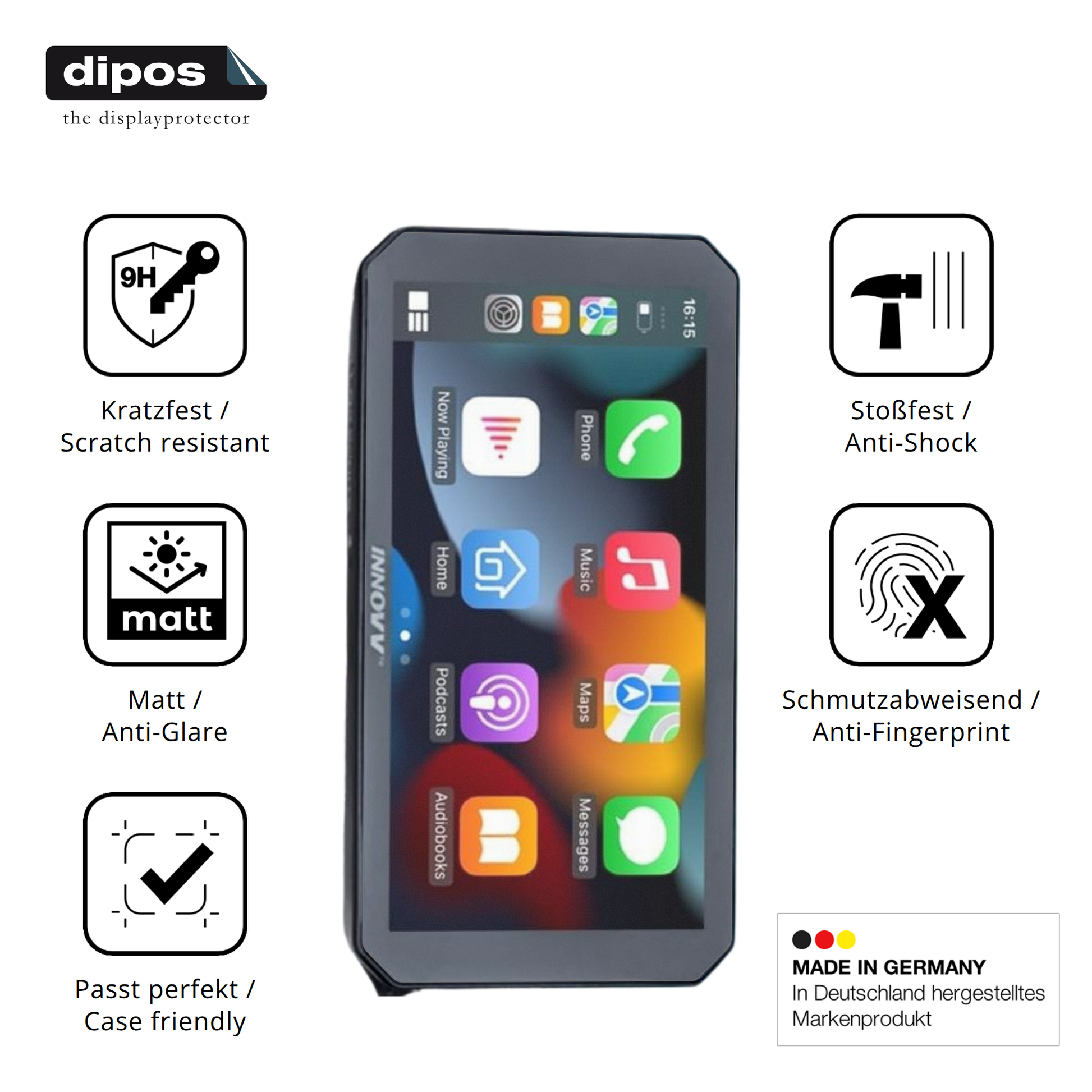 Displayschutz hergestellt in Deutschland, höchste Qualität made in Germany