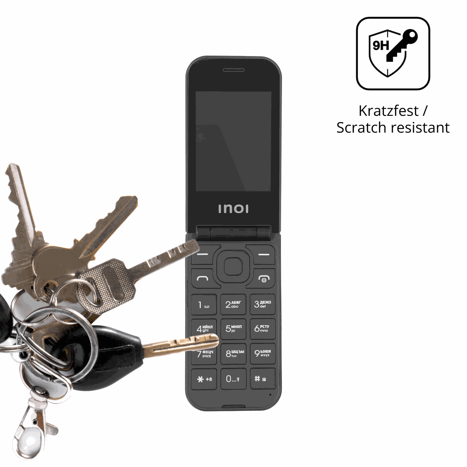 dipos Displayschutz für INOI 284 Flip 4G, transparente Oberfläche, perfekte Passform auch für die Rundungen