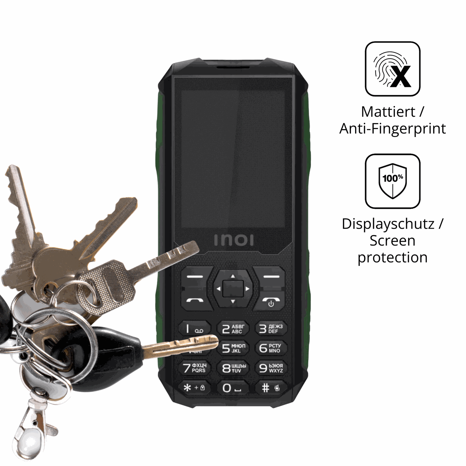 dipos Displayschutz für INOI 300 Savanna, mattierte Oberfläche, Blickschutzfilter und perfekter Passform