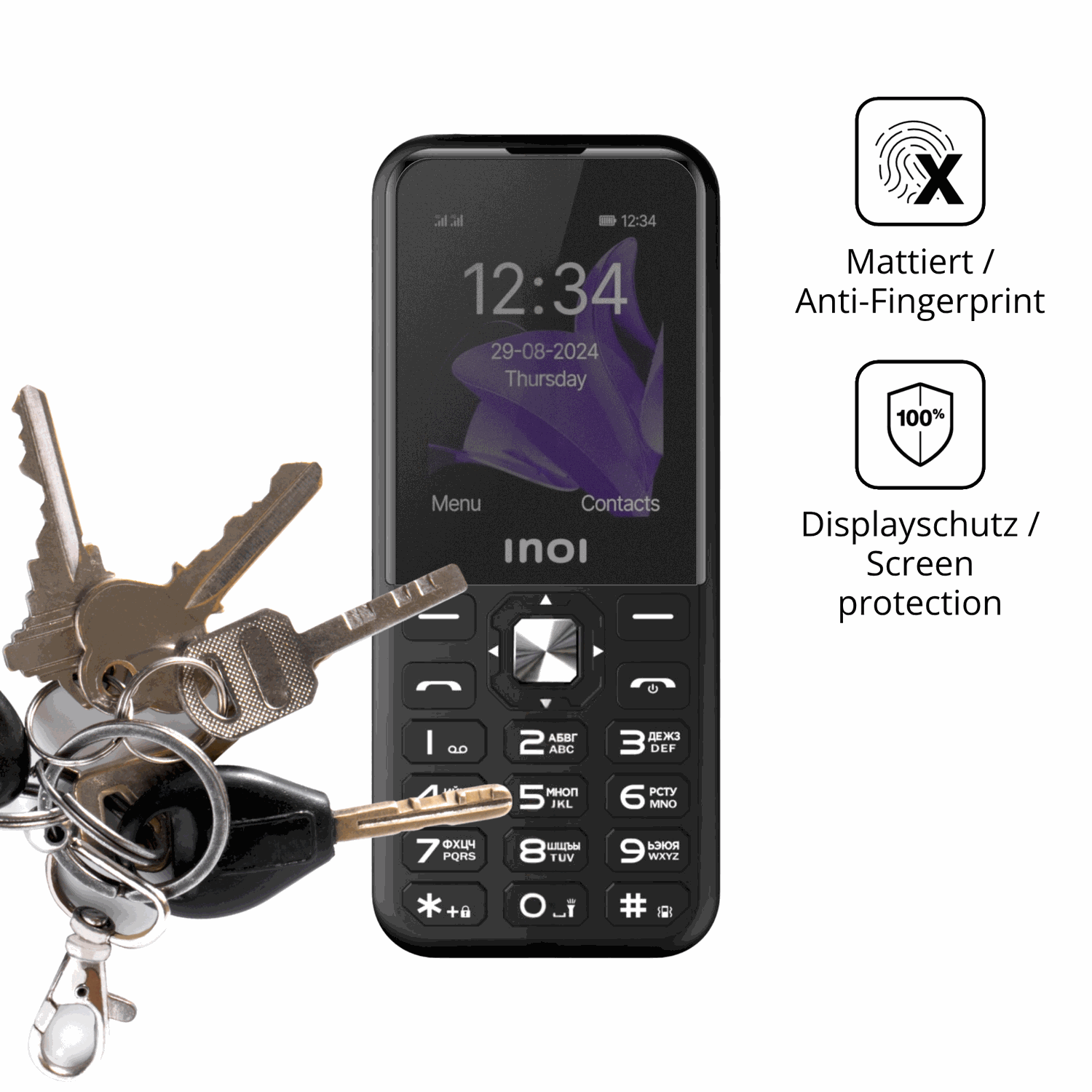 dipos Displayschutz für INOI 340 PowerHub 4G, mattierte Oberfläche, Blickschutzfilter und perfekter Passform