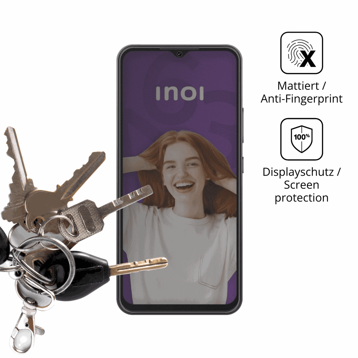 dipos Displayschutz für Inoi A63 A151, mattierte Oberfläche, Blickschutzfilter und perfekter Passform