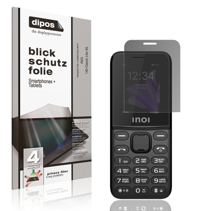 Blickschutzfolie von dipos passend für INOI 140 Classic Lite 4G, präziser Zuschnitt und blasenfrei montiert