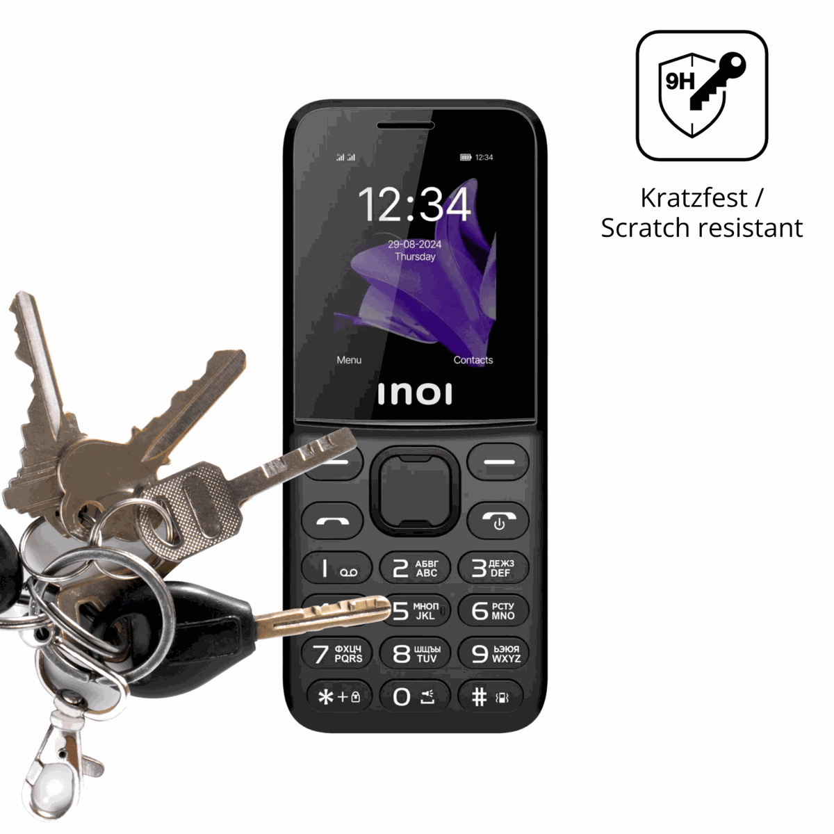 dipos Displayschutz für INOI 140 Classic Lite 4G, transparente Oberfläche, perfekte Passform auch für die Rundungen