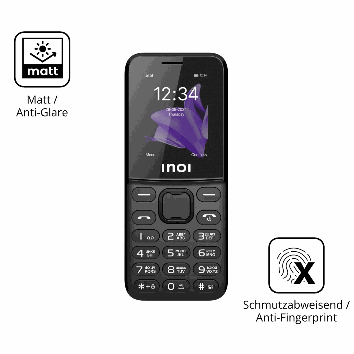 9H Hartbeschichtete, flexible Folie passend zugeschnitten für INOI 240 Modern 4G