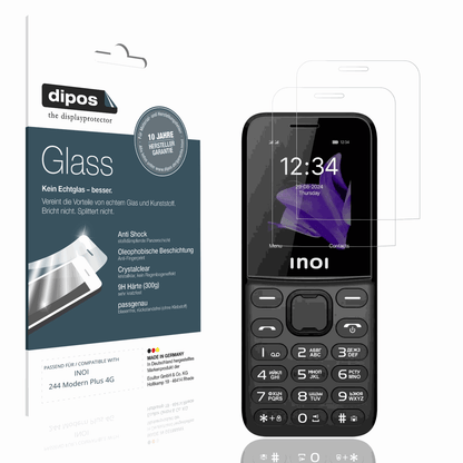 Klare Displayschutzfolie von dipos passend für INOI 244 Modern Plus 4G, 9H kratzfest und blasenfrei montiert