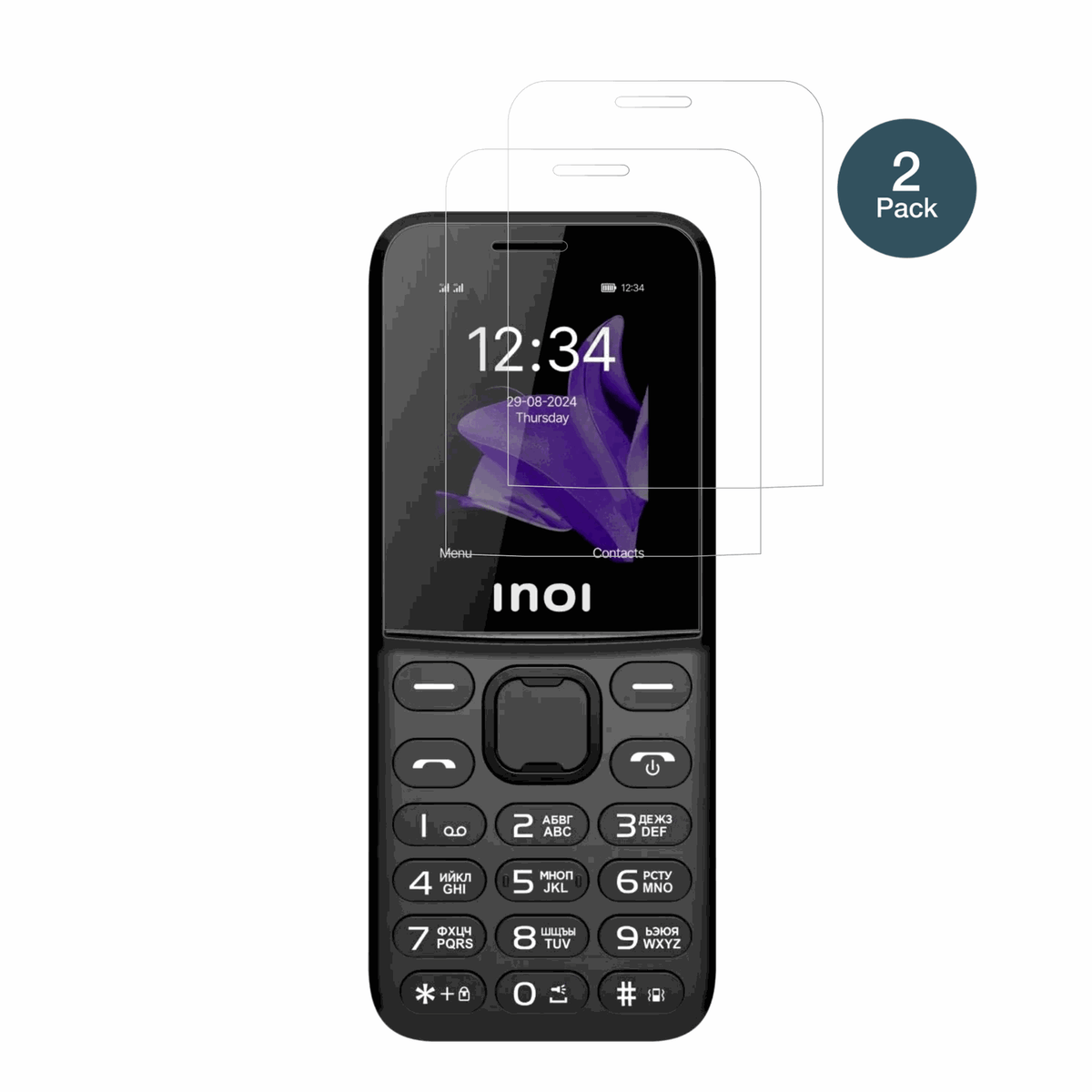 INOI140 Classic Lite 4G mit aufgebrachter dipos Flex Schutzfolie, glasklare Darstellung ohne Einschränkungen