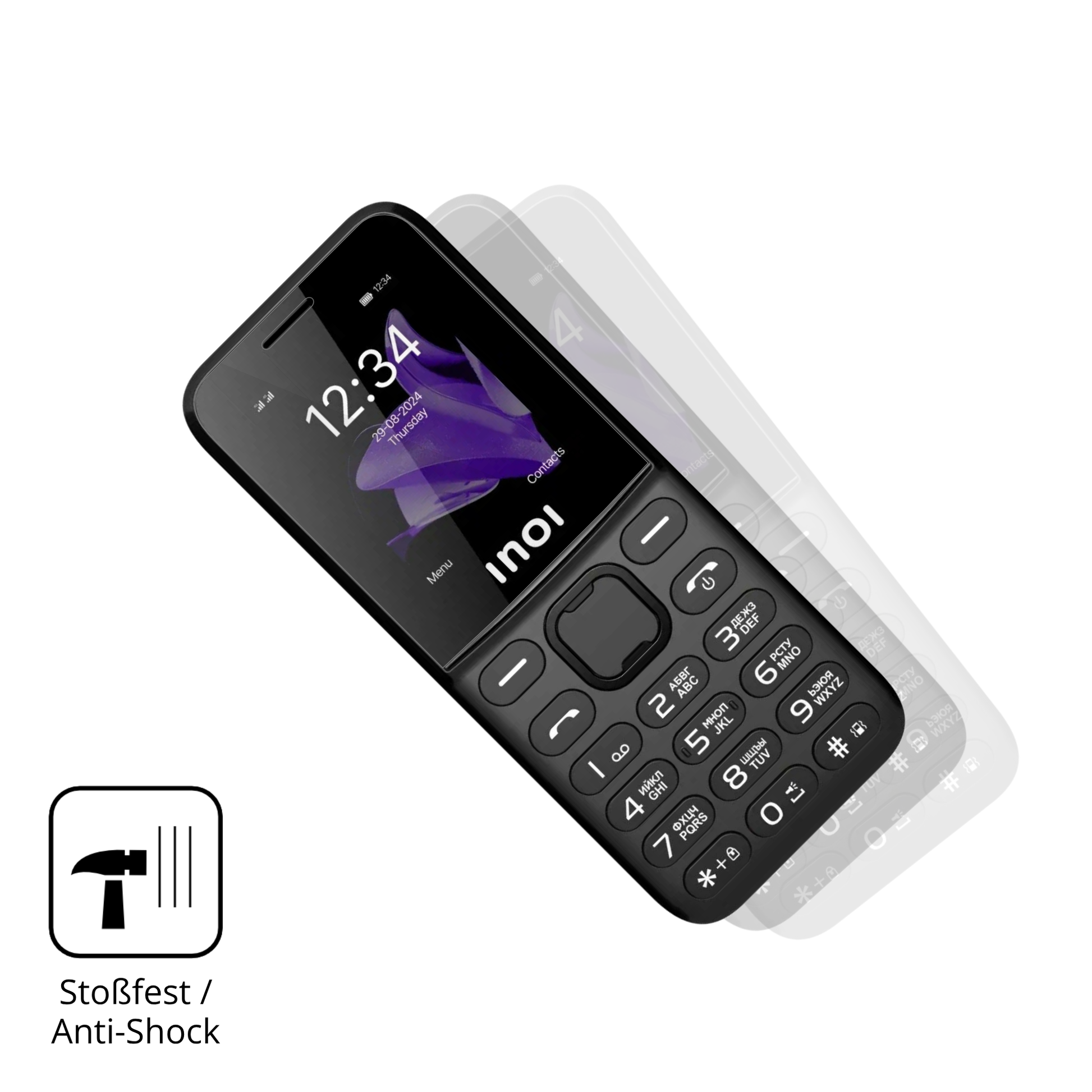 Schutz gegen Kratzer auf dem INOI 240 Modern 4G Glas durch Schlüssel, Stöße gegen die Tischkante oder Stürze