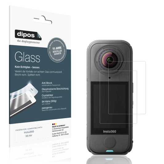 Klare Displayschutzfolie von dipos passend für insta360x4 air, 9H kratzfest und blasenfrei montiert