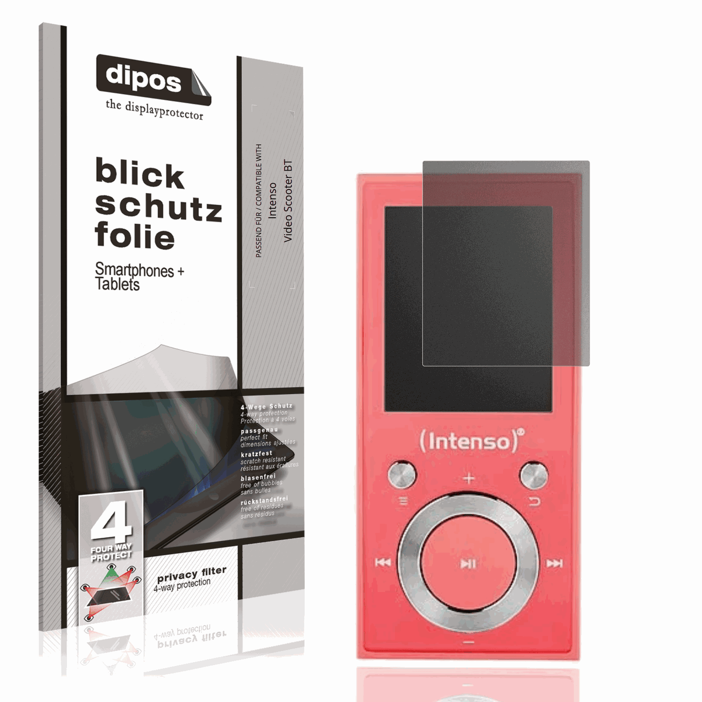 Blickschutzfolie von dipos passend für Intenso Video Scooter BT, präziser Zuschnitt und blasenfrei montiert