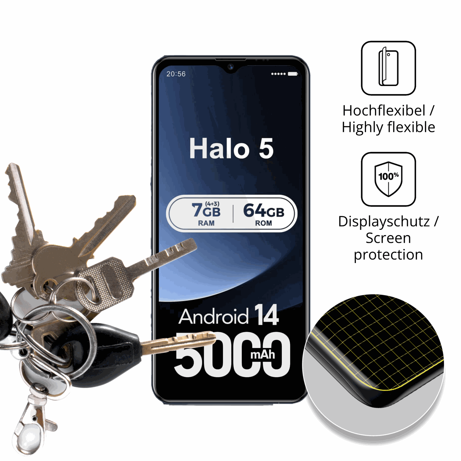 dipos Displayschutz für invens Halo 5, transparente Oberfläche, geringe Dicke und perfekte Passform