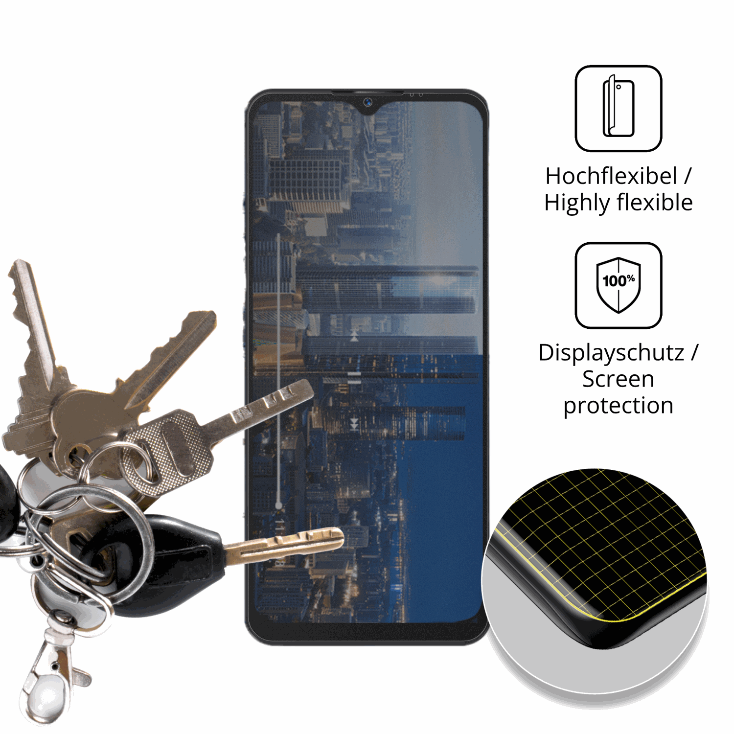 dipos Displayschutz für invens Note 12P, mit Blickschutzfilter und perfekter Passform auch für die Rundungen
