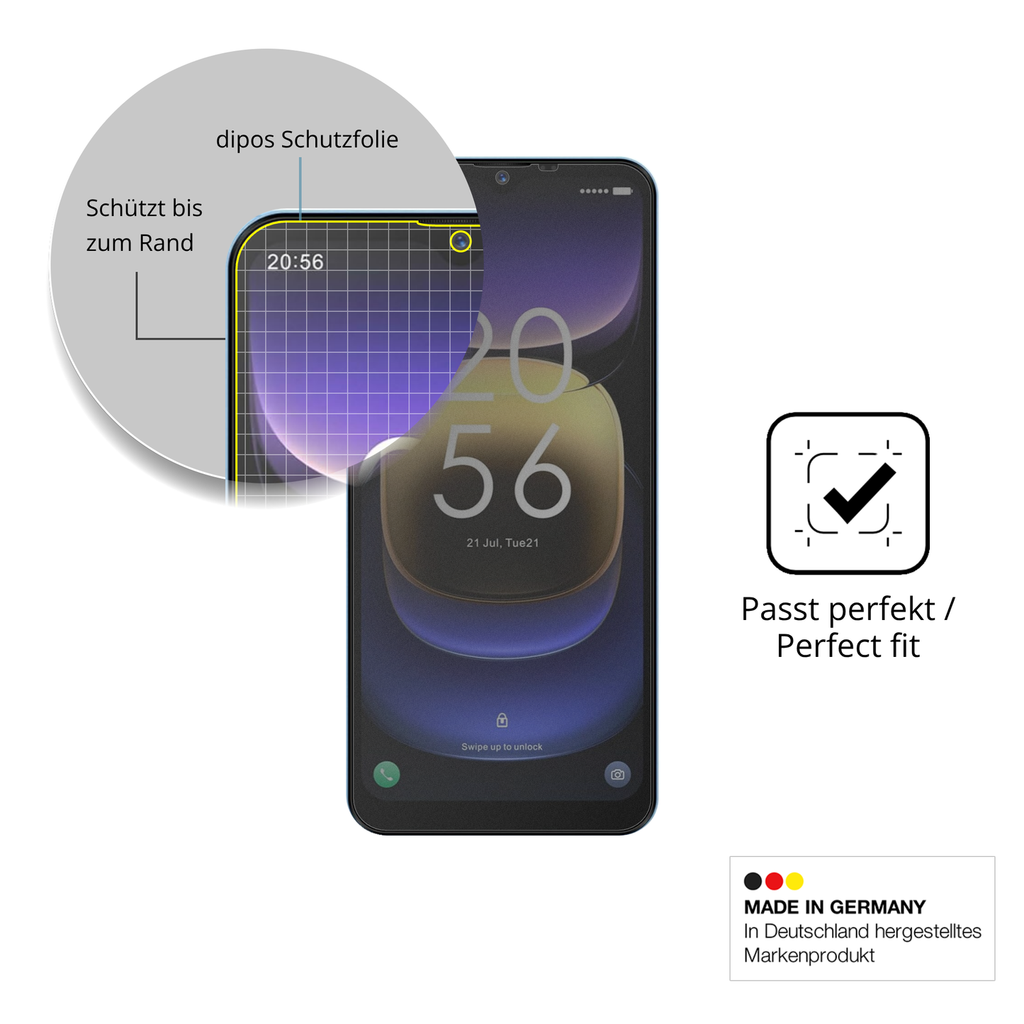 Schutz gegen Kratzer auf dem Invens Note TK01 Glas durch Schlüssel oder Ähnliches