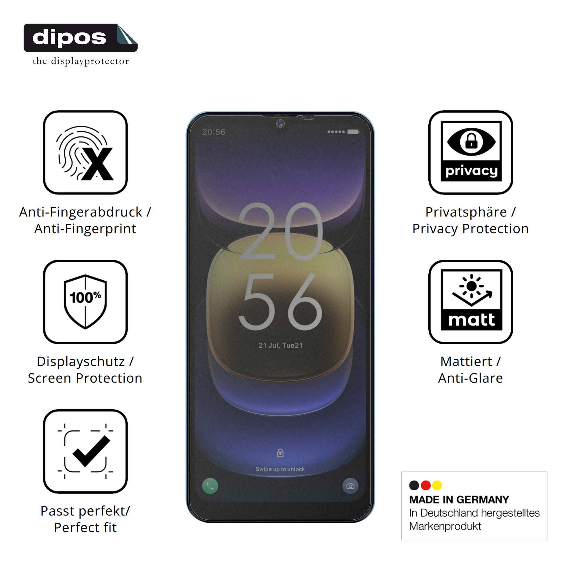 Privatsphäre-Schutz durch Sichtschutz-Folie passend zugeschnitten für Invens Note TK01