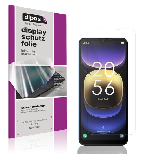 Klare Displayschutzfolie von dipos passend für Invens Note TK01, präziser Zuschnitt und blasenfrei montiert