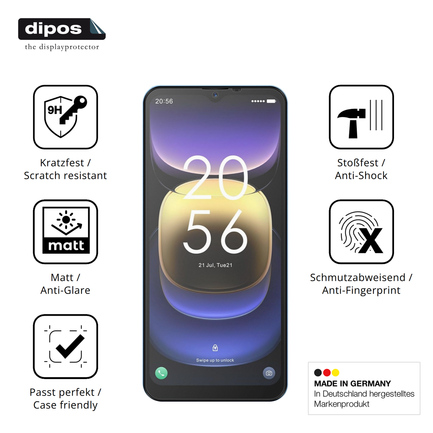 Displayschutz hergestellt in Deutschland, höchste Qualität made in Germany