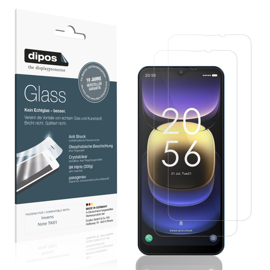 Klare Displayschutzfolie von dipos passend für Invens Note TK01, 9H kratzfest und blasenfrei montiert
