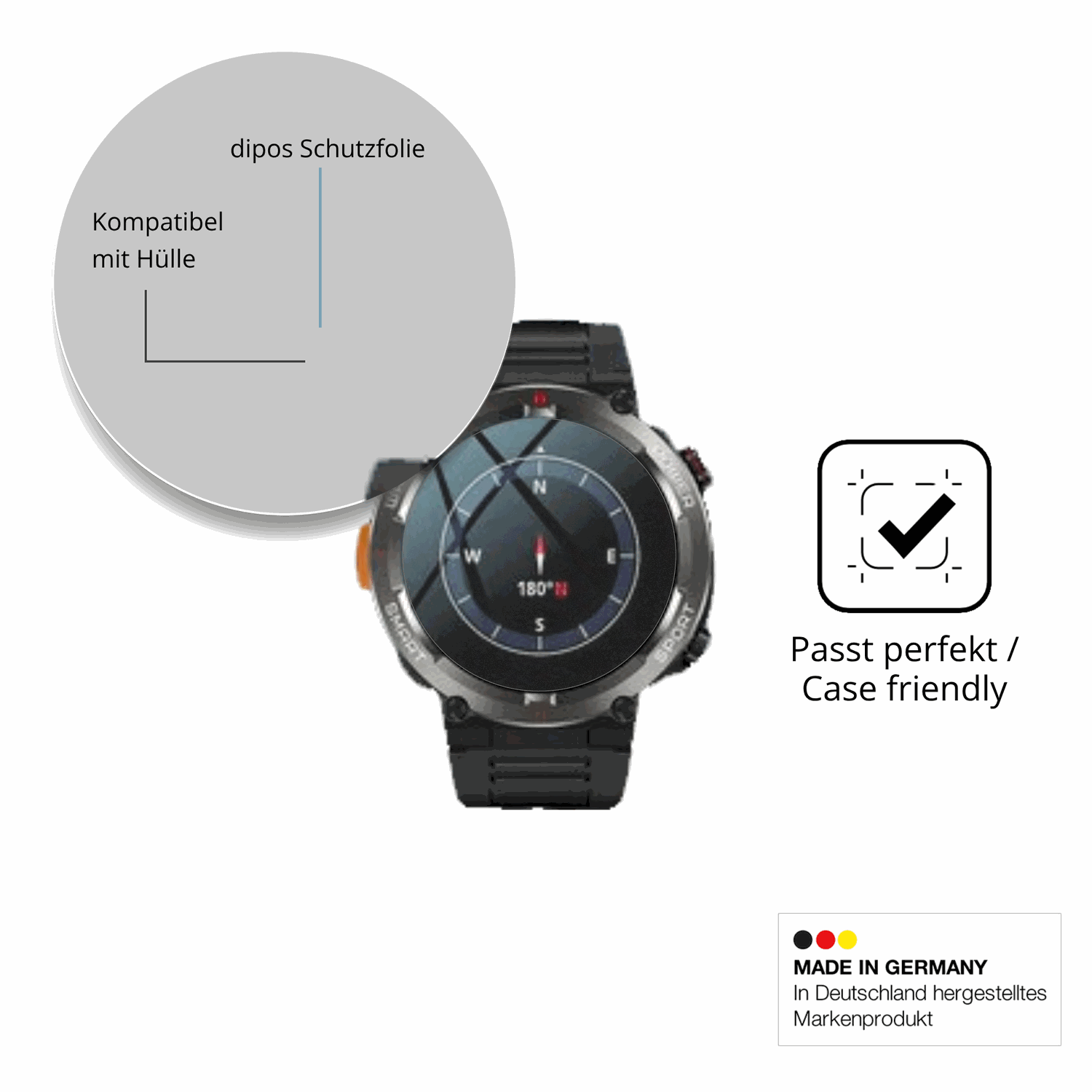 Schutzfolie mit optimaler Passform, zur Verwendung mit Hüllen geeignet