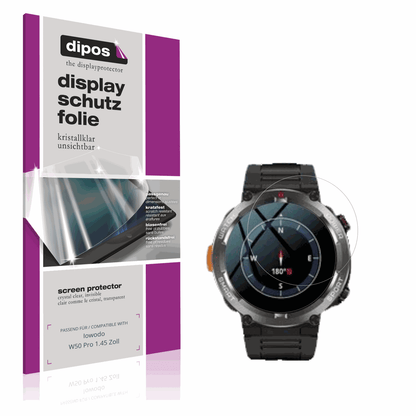 Klare Displayschutzfolie von dipos passend für Iowodo W50 Pro 1.45 Zoll, präziser Zuschnitt und blasenfrei montiert