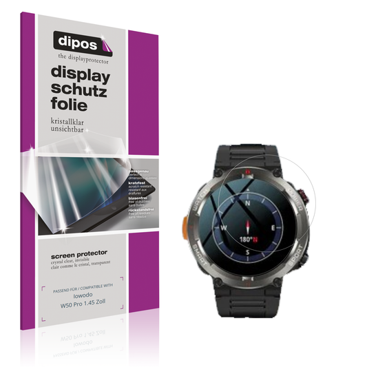 Klare Displayschutzfolie von dipos passend für Iowodo W50 Pro 1.45 Zoll, präziser Zuschnitt und blasenfrei montiert