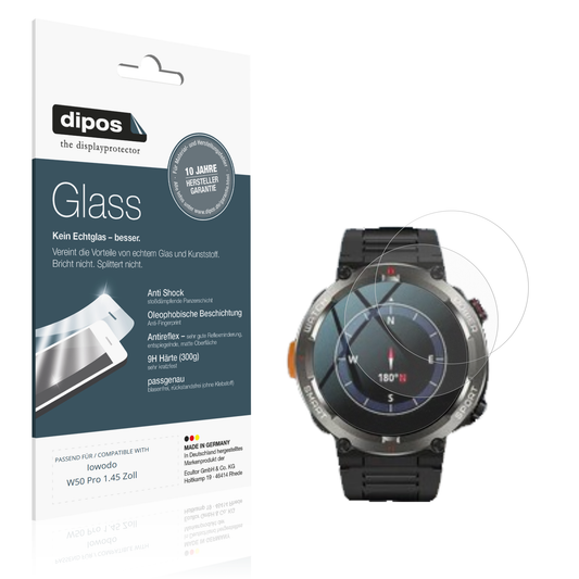 Matte Displayschutzfolie von dipos passend für Iowodo W50 Pro 1.45 Zoll, 9H kratzfest und blasenfrei montiert