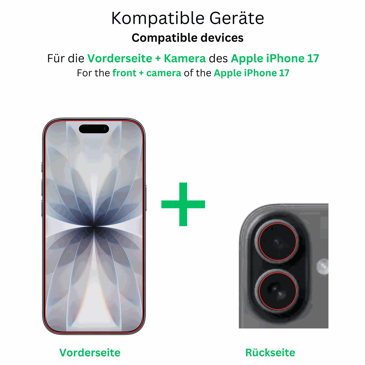4x 9H Schutzfolie für Apple iPhone 17 mit Kameraschutz Panzerfolie (2x Displayschutz + 2x Kameraschutz)