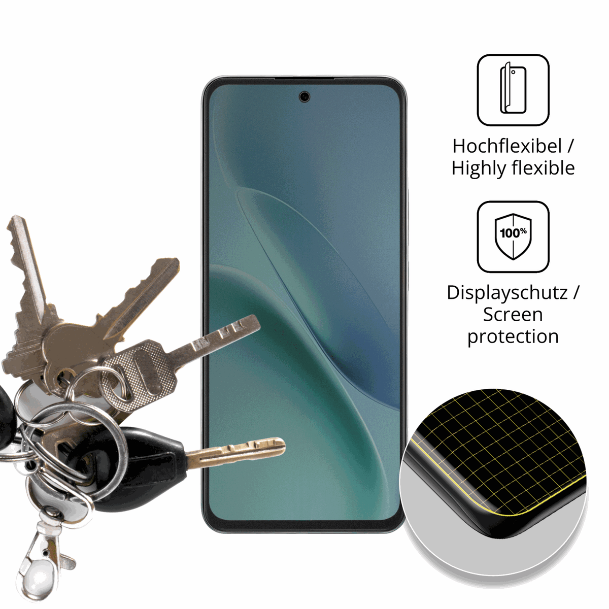 dipos Displayschutz für iQOO Z11x, mit Blickschutzfilter und perfekter Passform auch für die Rundungen
