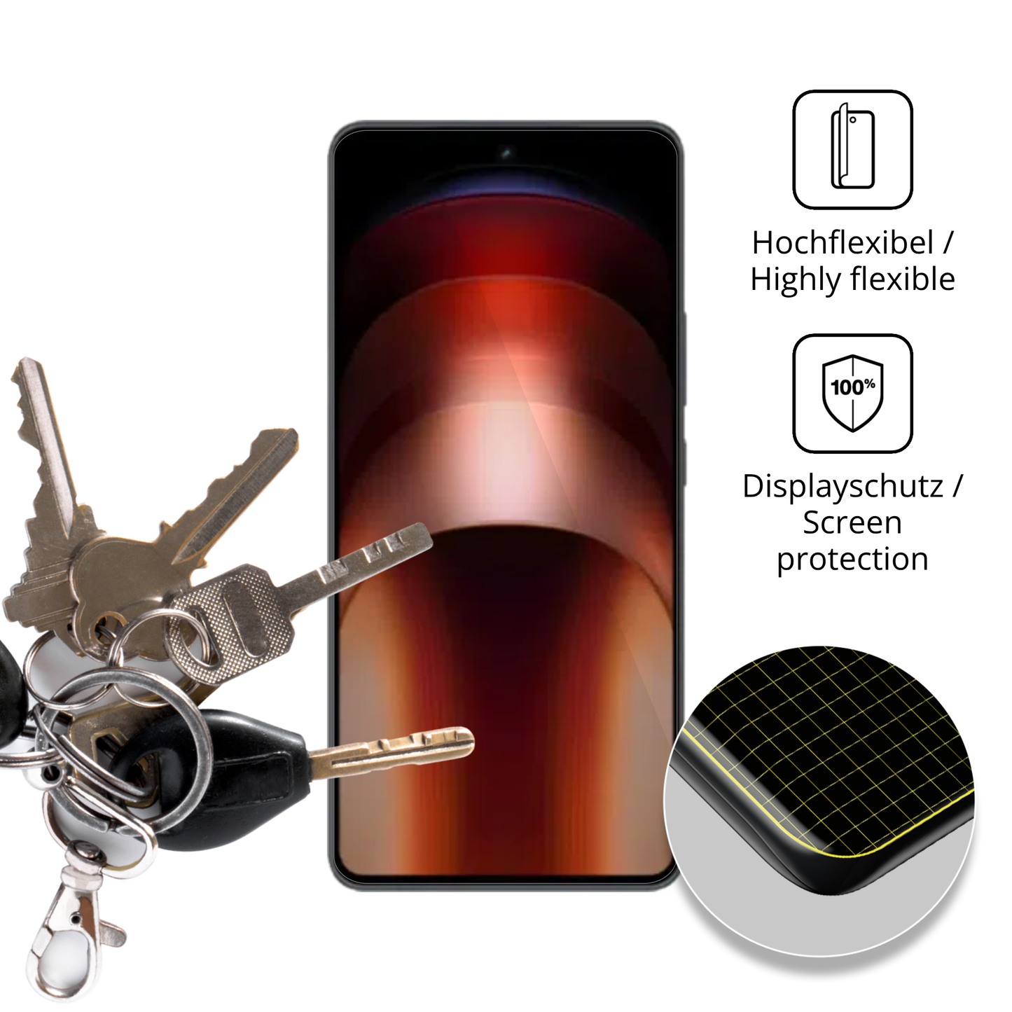 dipos Displayschutz für iqooneo 11, transparente Oberfläche, geringe Dicke und perfekte Passform