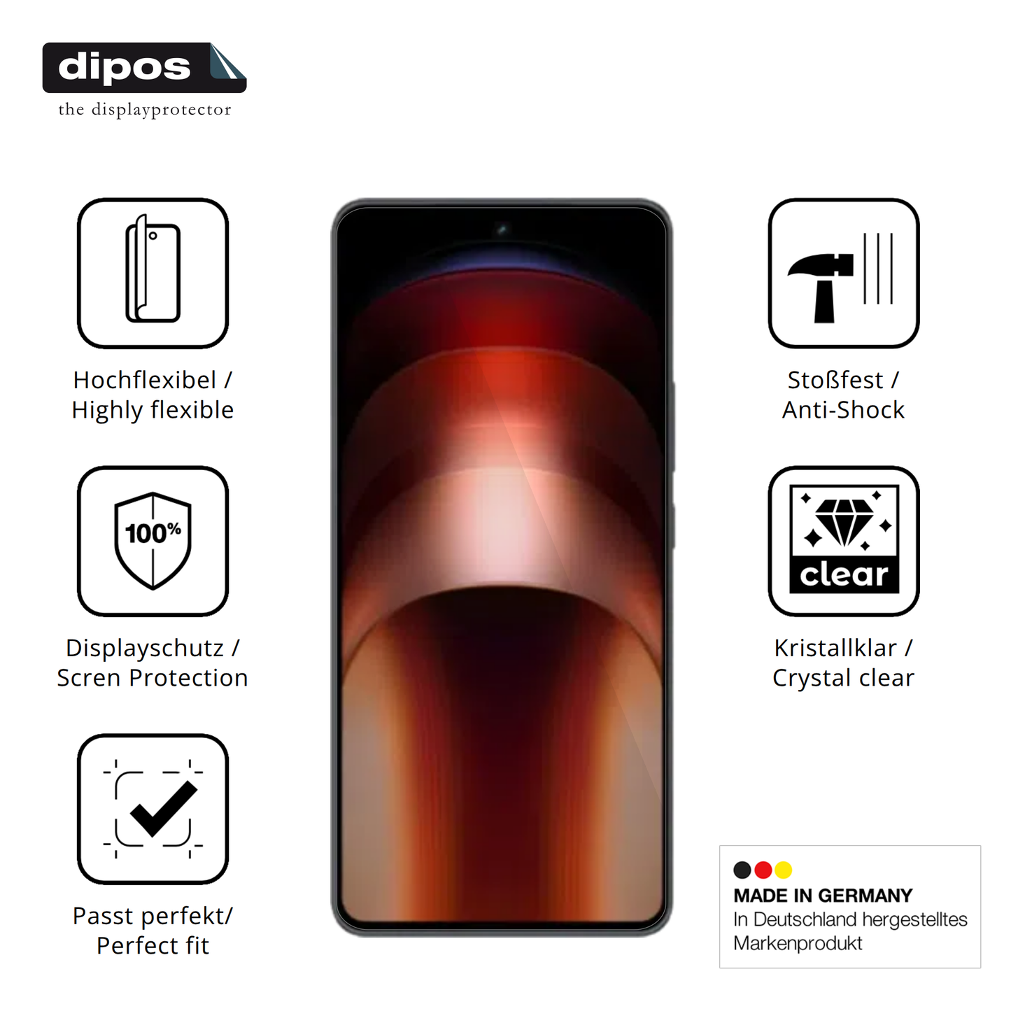 Displayschutz hergestellt in Deutschland, höchste Qualität made in Germany