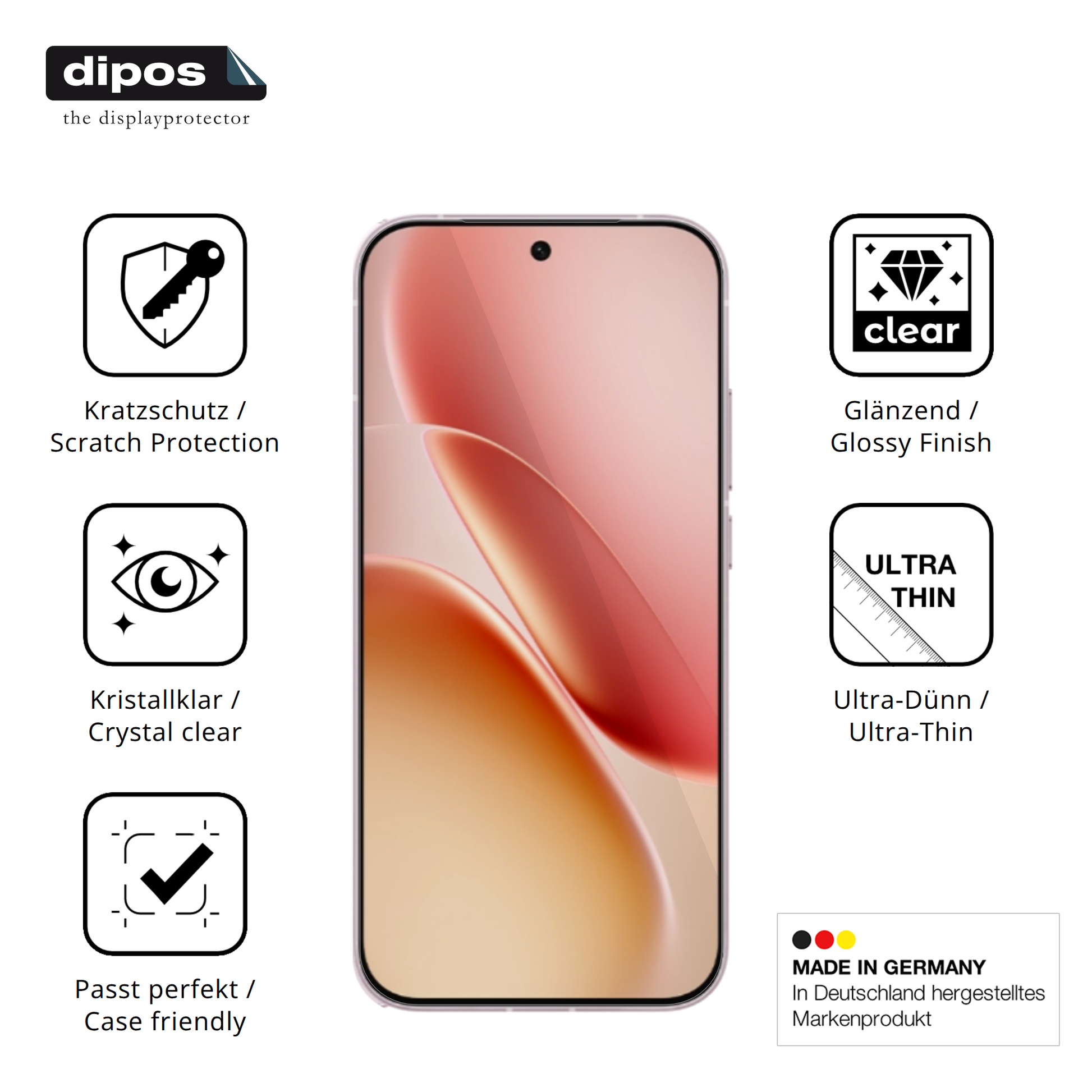 Displayschutz hergestellt in Deutschland, höchste Qualität made in Germany