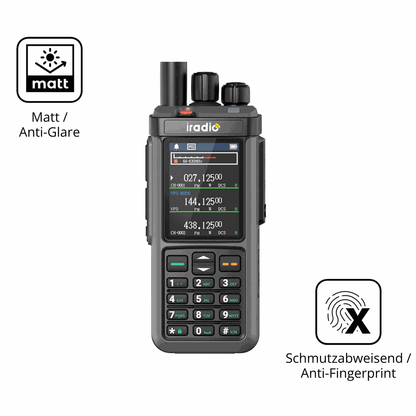 9H Hartbeschichtete, flexible Folie passend zugeschnitten für IRADIO UV-98 Plus