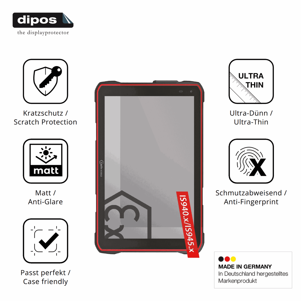 2x Schutzfolie matt für i.safe MOBILE IS940.1 Display-Schutzfolie