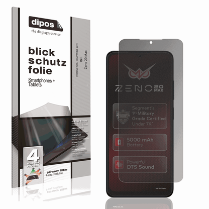 Blickschutzfolie von dipos passend für Itel Zeno 20 Max, präziser Zuschnitt und blasenfrei montiert
