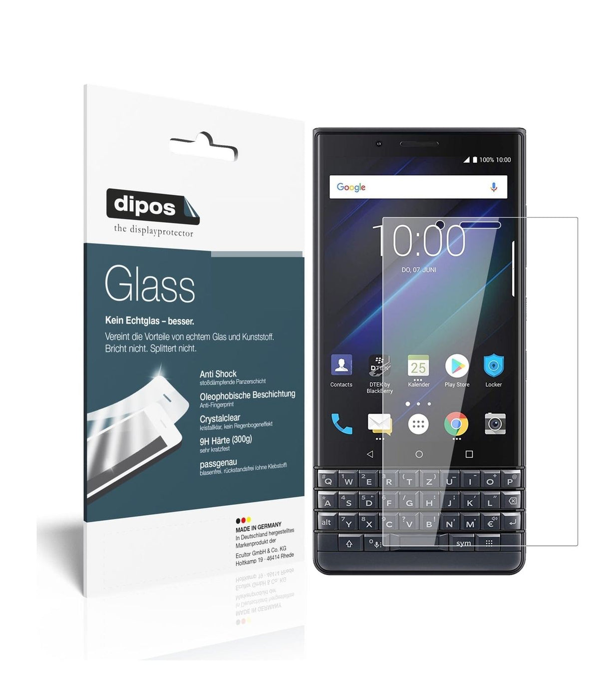 1x 9H Schutzfolie für Blackberry Key 2 LE Panzerfolie