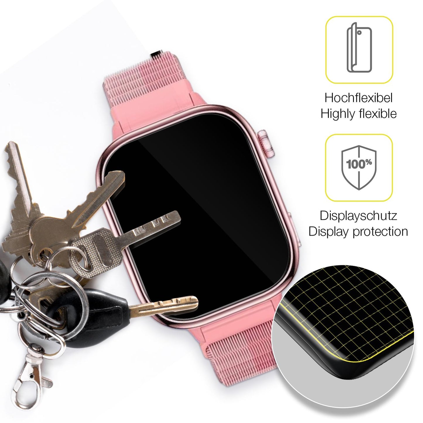 dipos Displayschutz für JoJoego Smartwatch Kinder, transparente Oberfläche, geringe Dicke und perfekte Passform