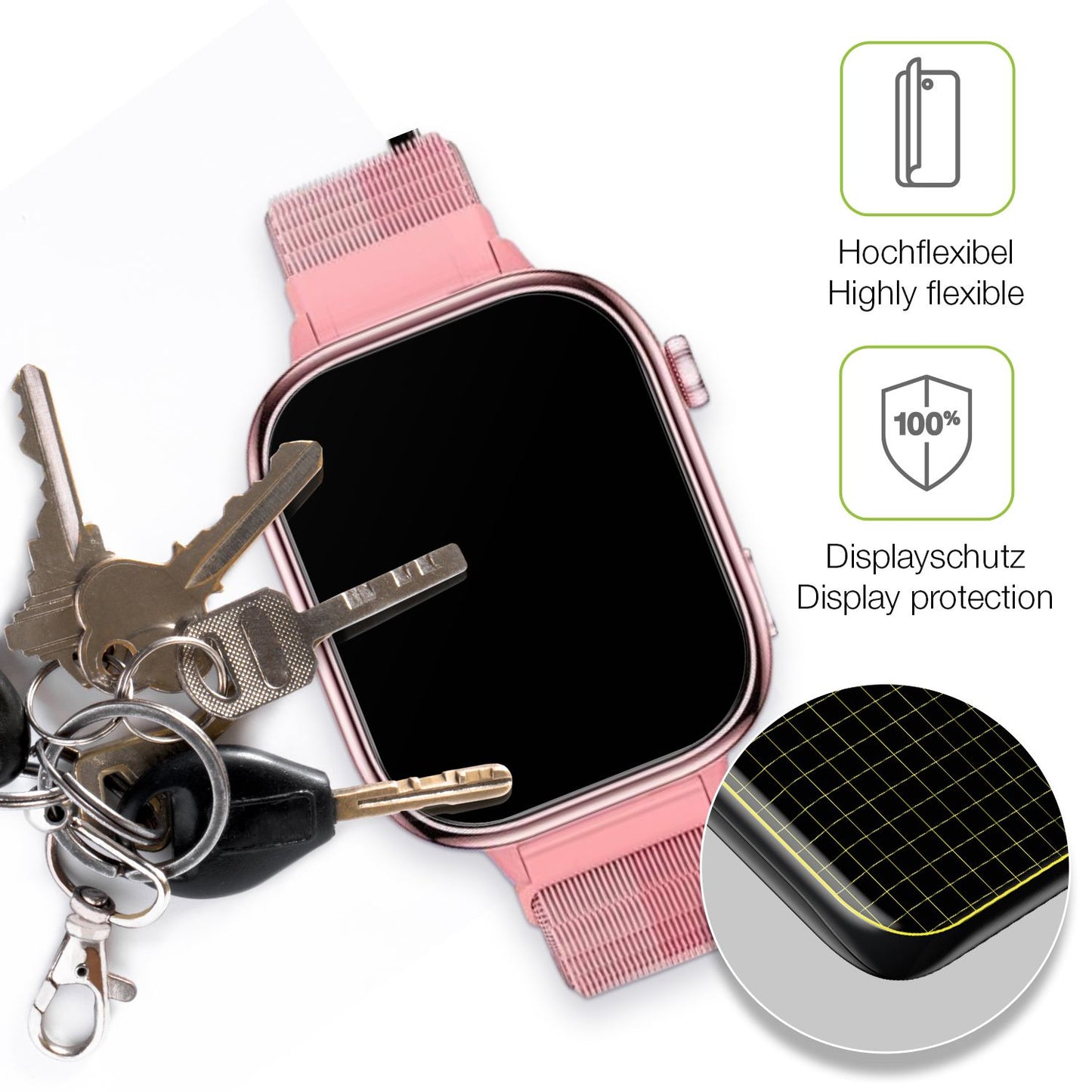 dipos Displayschutz für JoJoego Smartwatch Kinder, transparente Oberfläche, perfekte Passform auch für die Rundungen