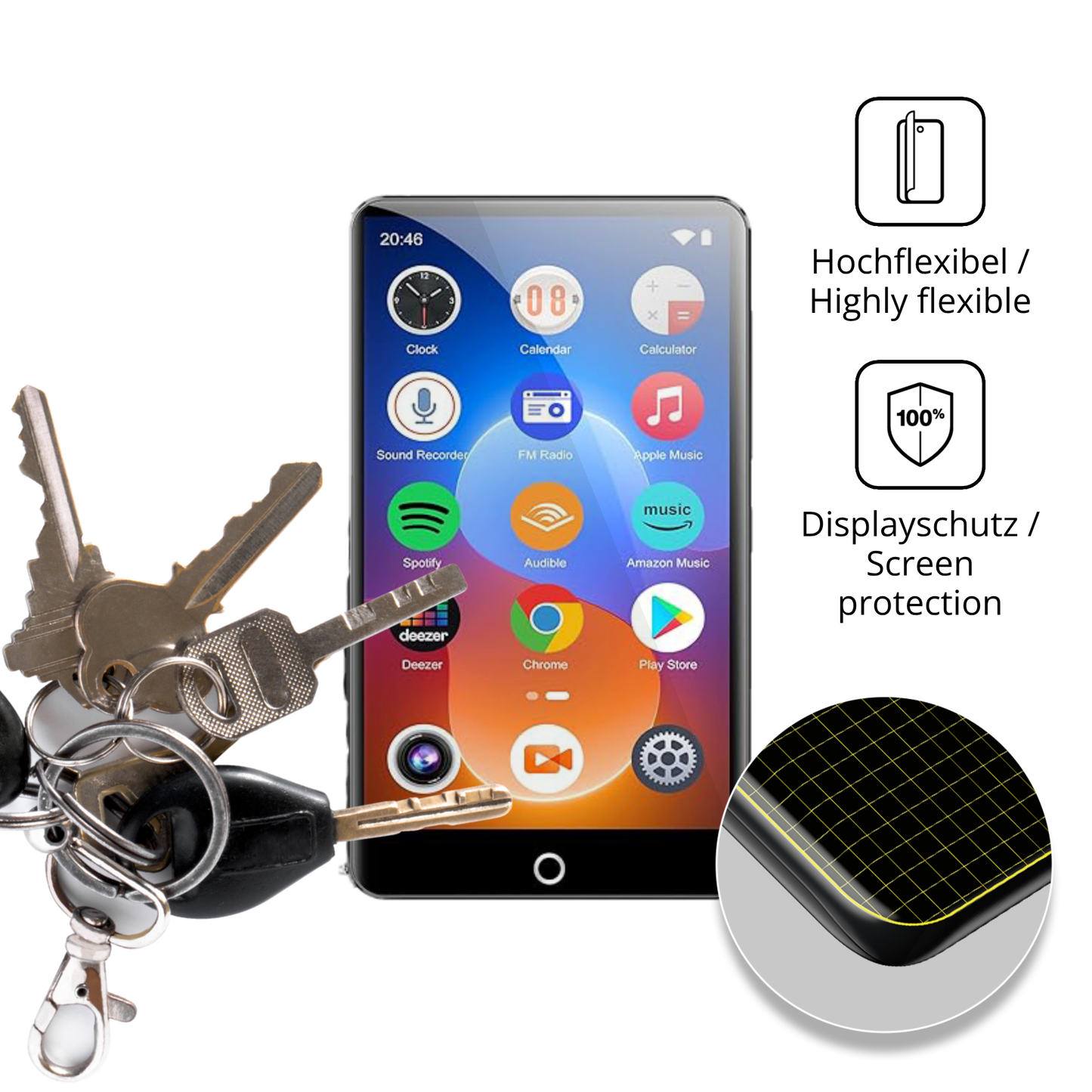 dipos Displayschutz für joliker M301 MP3-Player, transparente Oberfläche, geringe Dicke und perfekte Passform