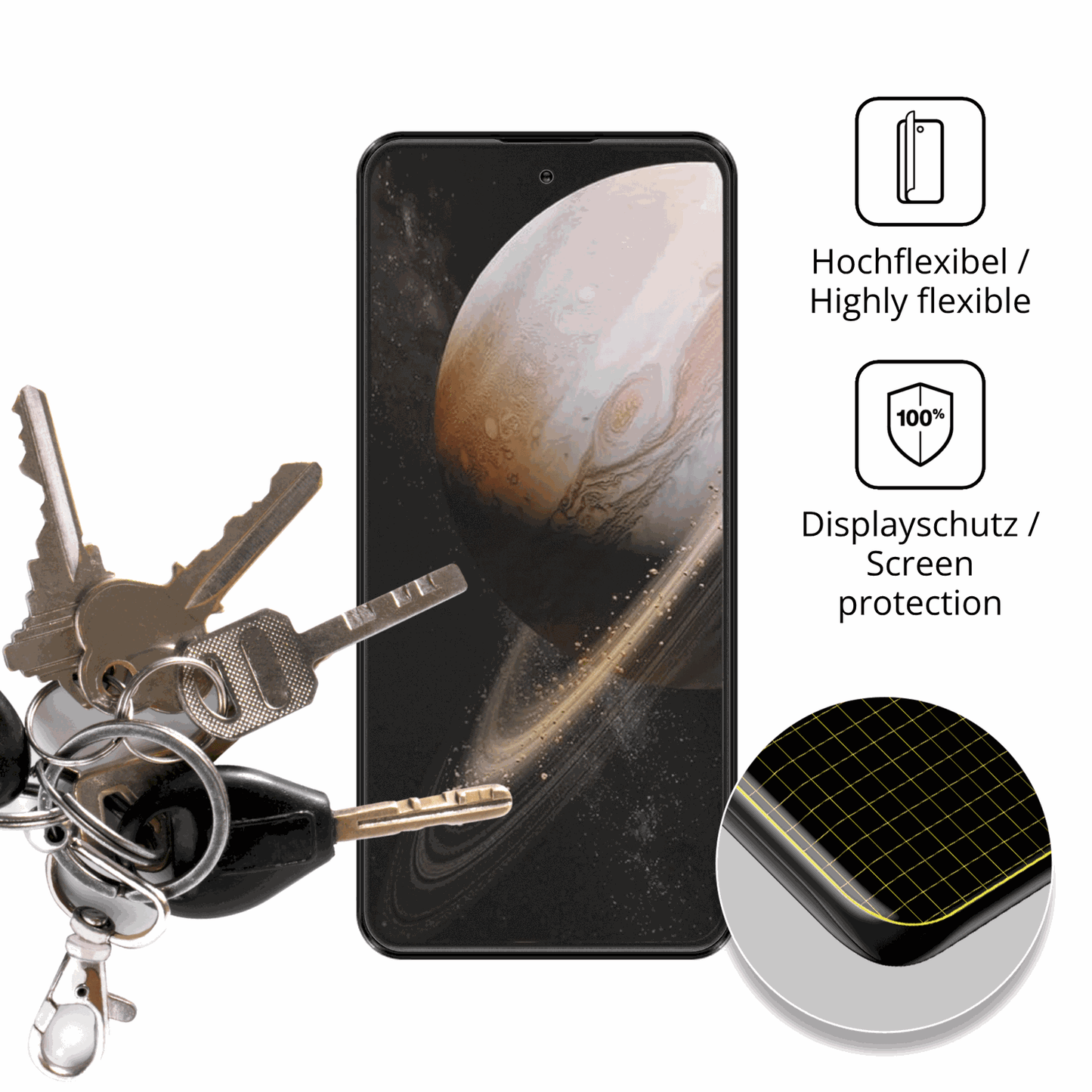 dipos Displayschutz für JoyHandy Pova 7 Pro, transparente Oberfläche, perfekte Passform auch für die Rundungen