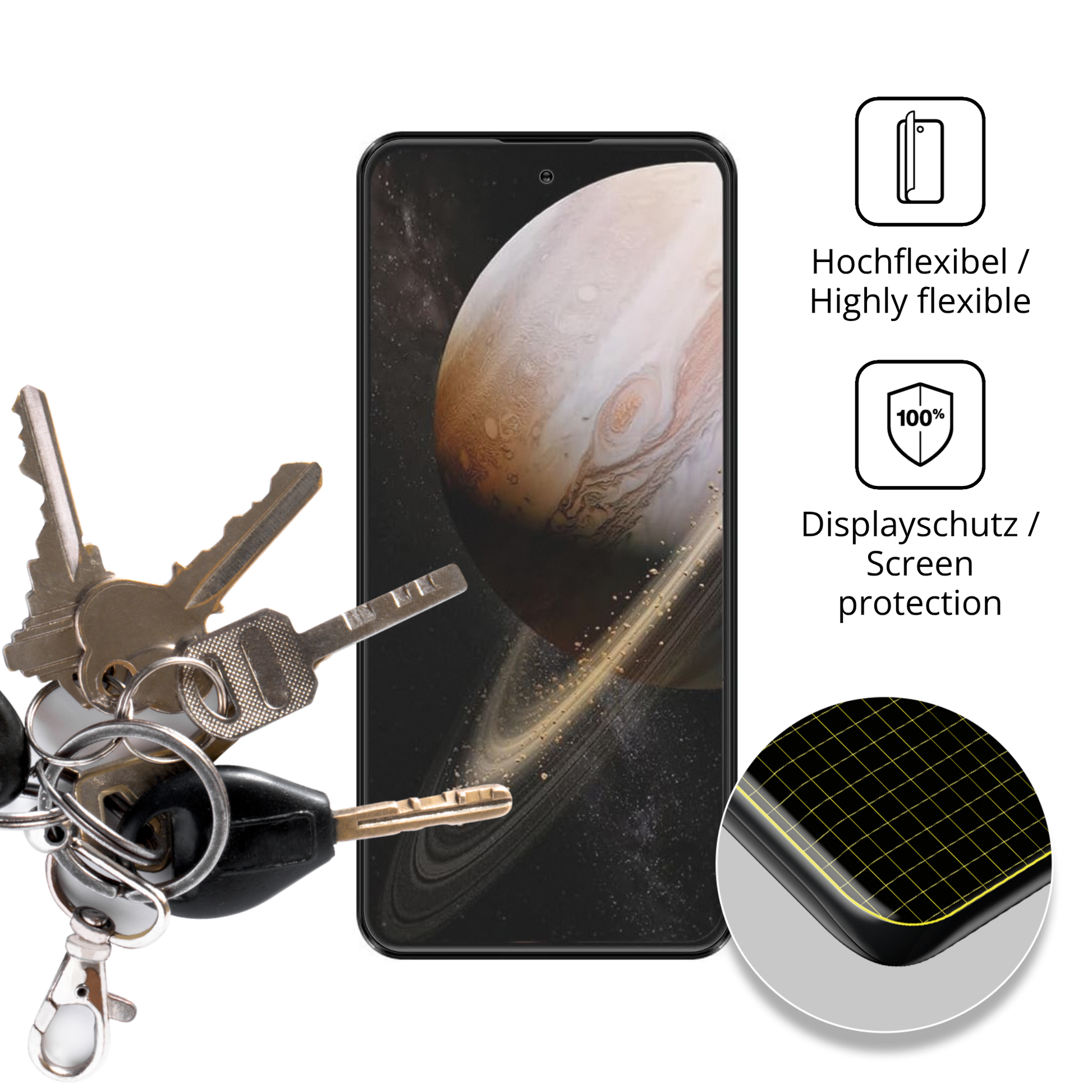 dipos Displayschutz für JoyHandy Pova 7 Pro, transparente Oberfläche, perfekte Passform auch für die Rundungen