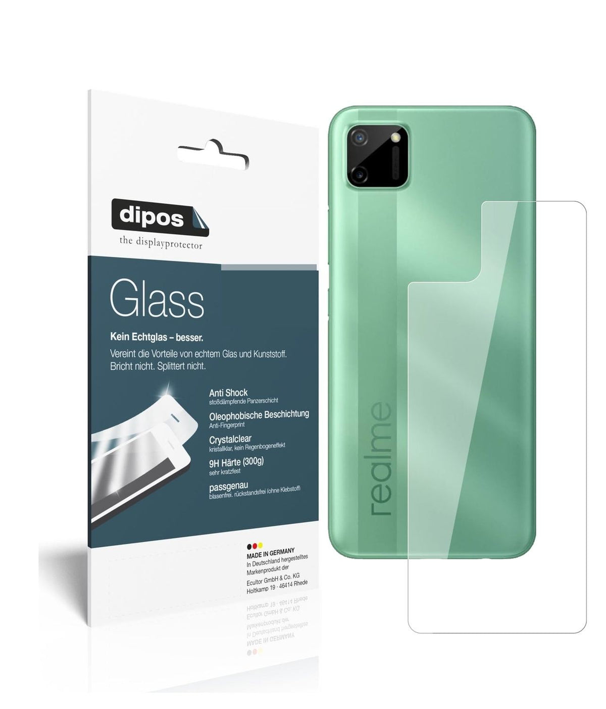 1x 9H Schutzfolie für Oppo Realme C11 Rückseite Panzerfolie