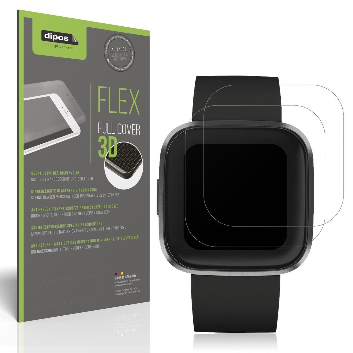 2x Full Cover Schutzfolie matt für Fitbit Versa 2 (1)