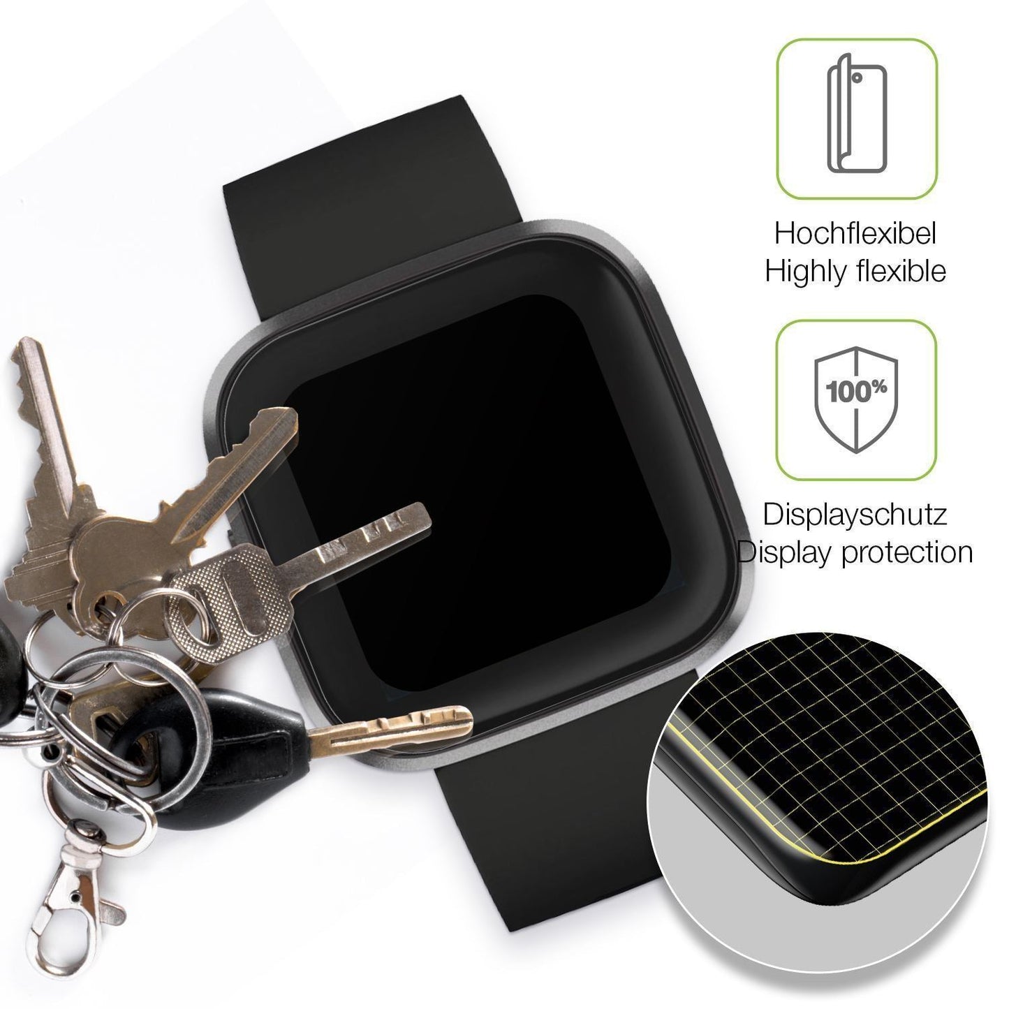 2x Full Cover Schutzfolie matt für Fitbit Versa 2 (3)