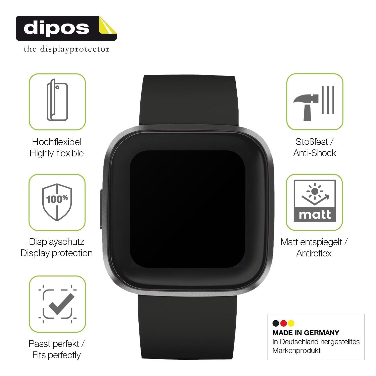 2x Full Cover Schutzfolie matt für Fitbit Versa 2 (7)